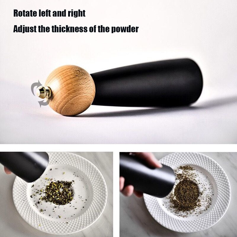 Wooden Salt and Pepper Mill with Ceramic Grinder for Kitchen Household - Multi-Purpose Manual Pepper Grinder and Cruet Kitchen Tool