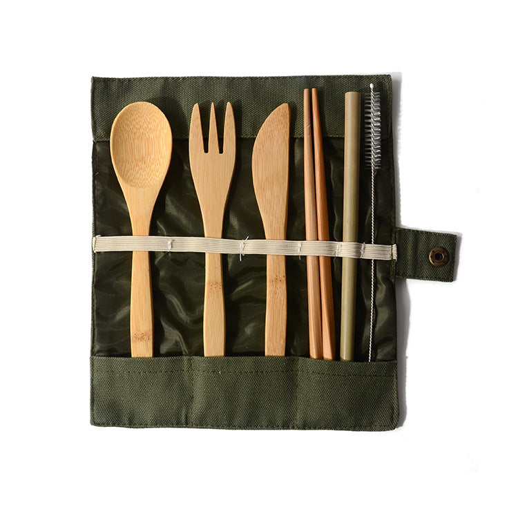 Portable Travel Bamboo Cutlery Set, Stainless Steel Straw Chopsticks