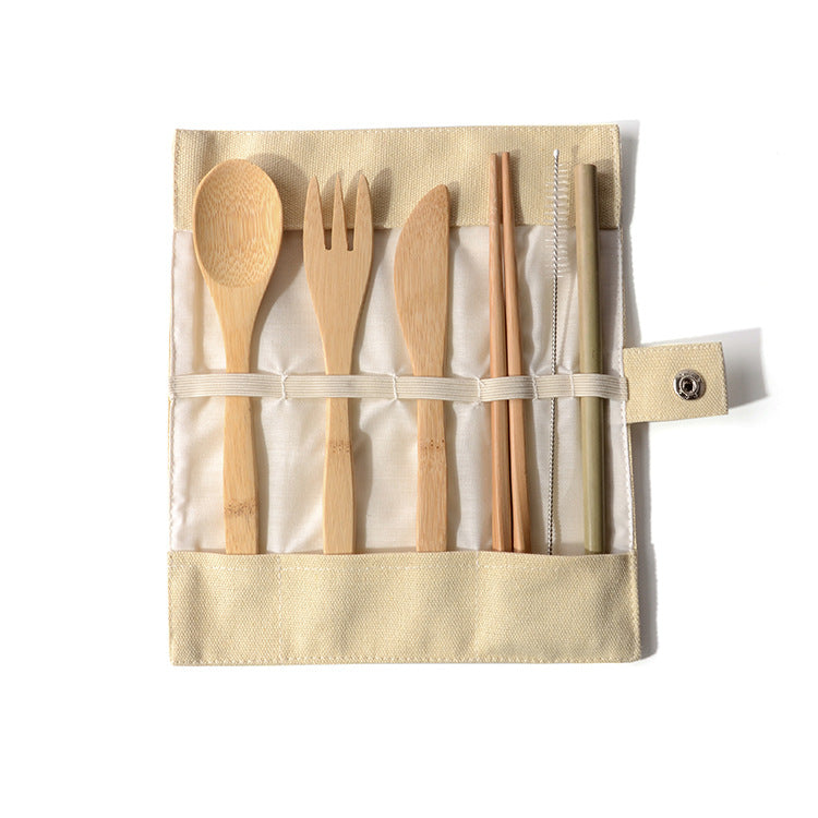 Portable Travel Bamboo Cutlery Set, Stainless Steel Straw Chopsticks