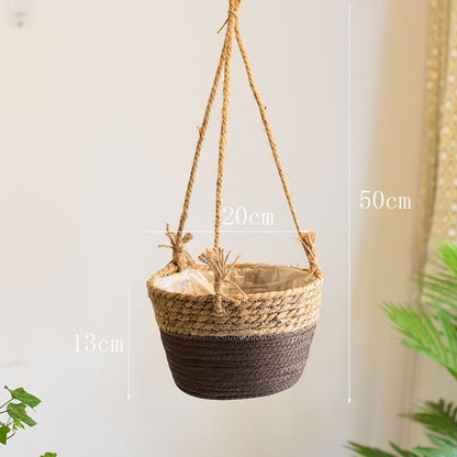 Rattan Straw Hanging Baskets, Flower Baskets