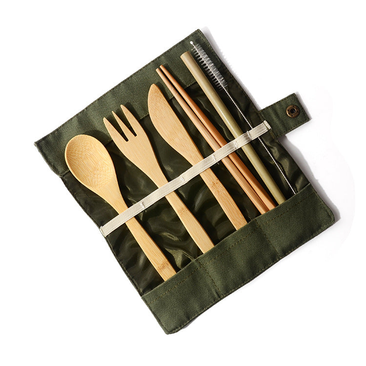 Portable Travel Bamboo Cutlery Set, Stainless Steel Straw Chopsticks