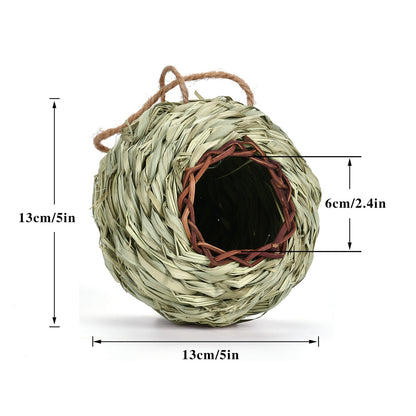 Handwoven Grass Bird House for Parrot Breeding and Hatching, Hummingbird Nest