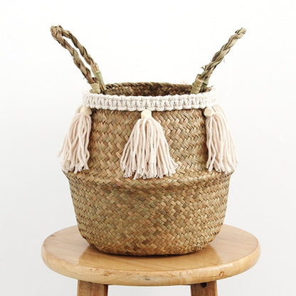 Small Seagrass Basket for Storage, Laundry, Plants, and Gifts.