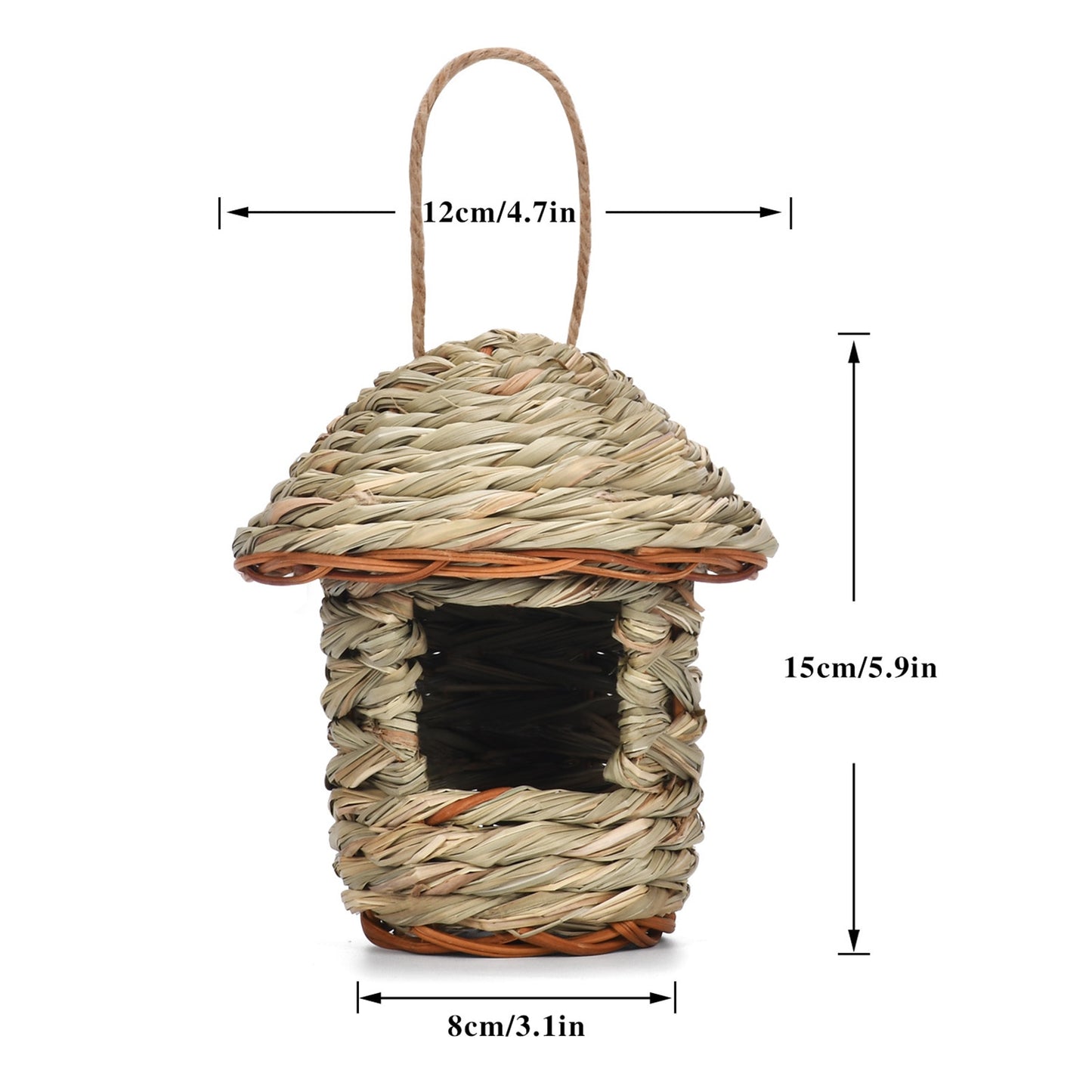 Handwoven Grass Bird House for Parrot Breeding and Hatching, Hummingbird Nest