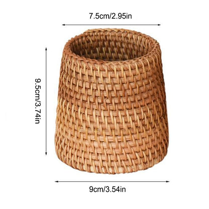 Rattan Handmade Storage Basket for Household Items, Tableware, Tea Ceremony Accessories, Cosmetics, Pens, and Decorative Purposes