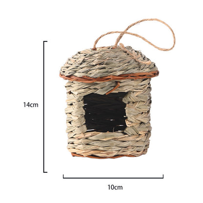 Handwoven Grass Bird House for Parrot Breeding and Hatching, Hummingbird Nest