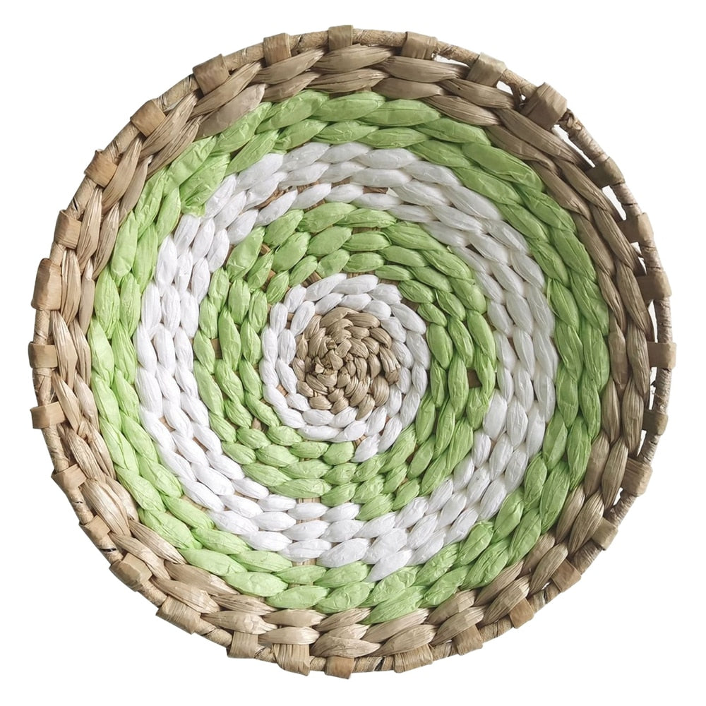 Rustic Seagrass Woven Round Wall Hanging Baskets - Boho Wall Basket Décor