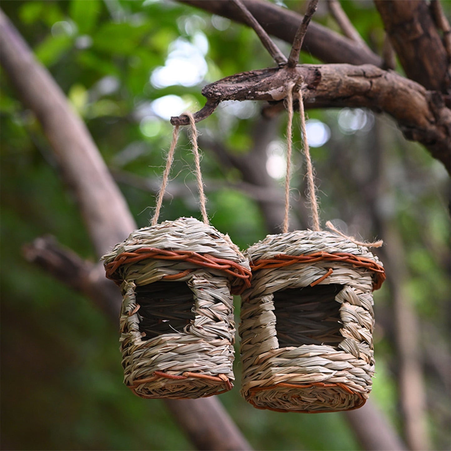 Handwoven Grass Bird House for Parrot Breeding and Hatching, Hummingbird Nest