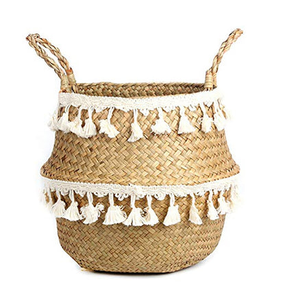 Small Seagrass Basket for Storage, Laundry, Plants, and Gifts.