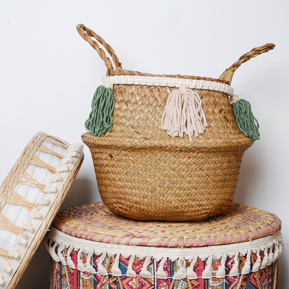 Small Seagrass Basket for Storage, Laundry, Plants, and Gifts.