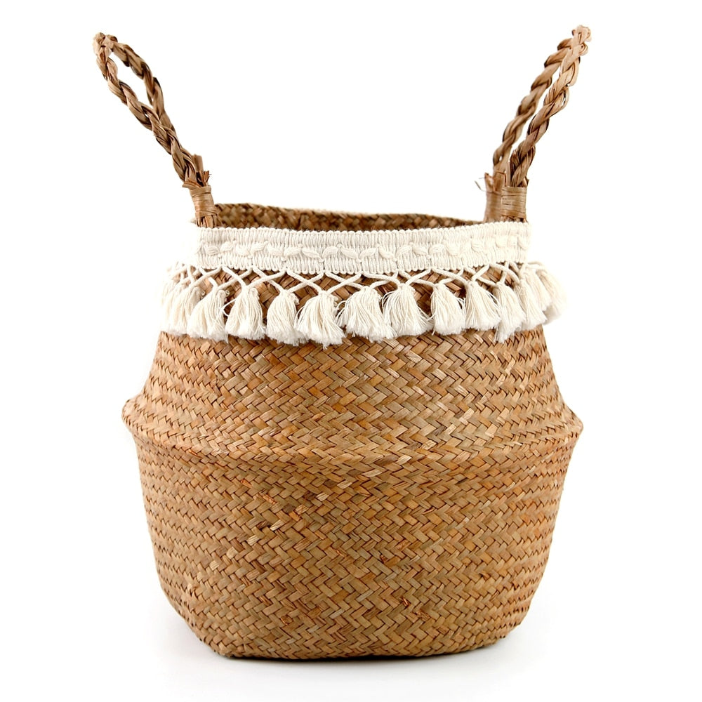 Small Seagrass Basket for Storage, Laundry, Plants, and Gifts.