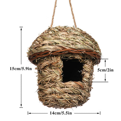 Handwoven Grass Bird House for Parrot Breeding and Hatching, Hummingbird Nest