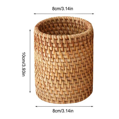 Rattan Handmade Storage Basket for Household Items, Tableware, Tea Ceremony Accessories, Cosmetics, Pens, and Decorative Purposes