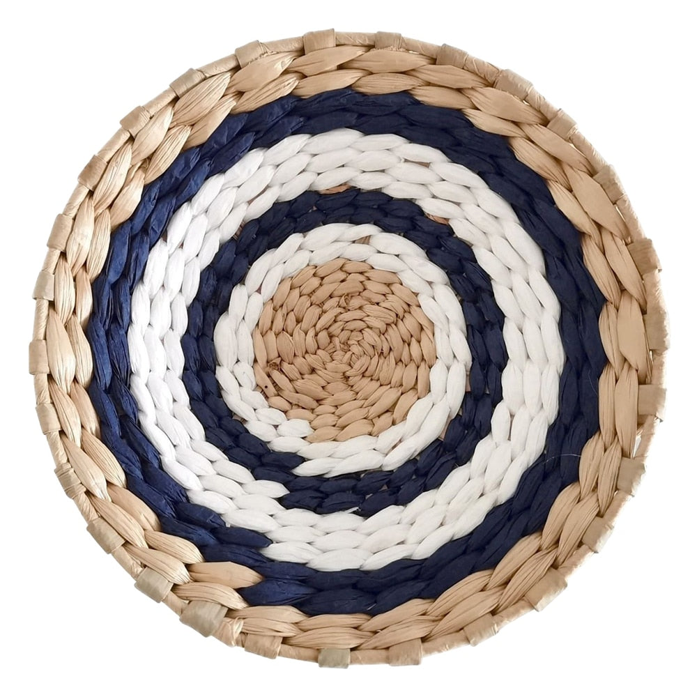 Rustic Seagrass Woven Round Wall Hanging Baskets - Boho Wall Basket Décor