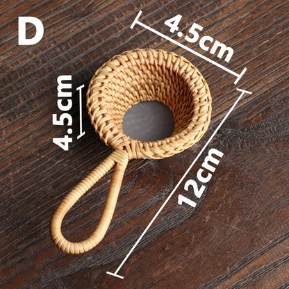 Japanese Rattan Bamboo Tea Strainers: Elegant Tea Ceremony Utensils for Kitchen Décor and Tea Preparation