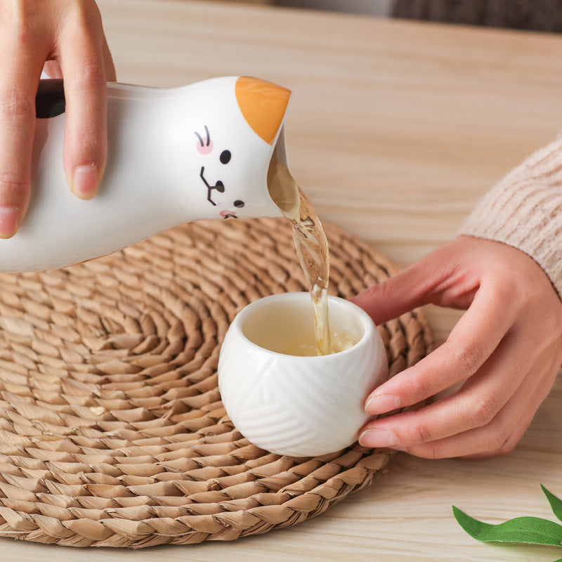 Sake Pot, and Wine Glass Set for Stylish Wine Cabinet Décor