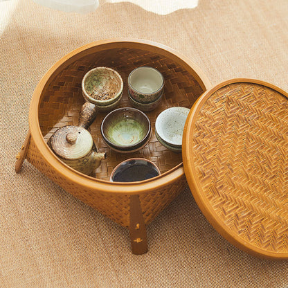 Craft Tea Tray Vintage Bamboo Storage Basket