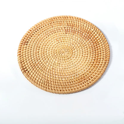 Handmade Round Rattan Coasters for Your Tabletop