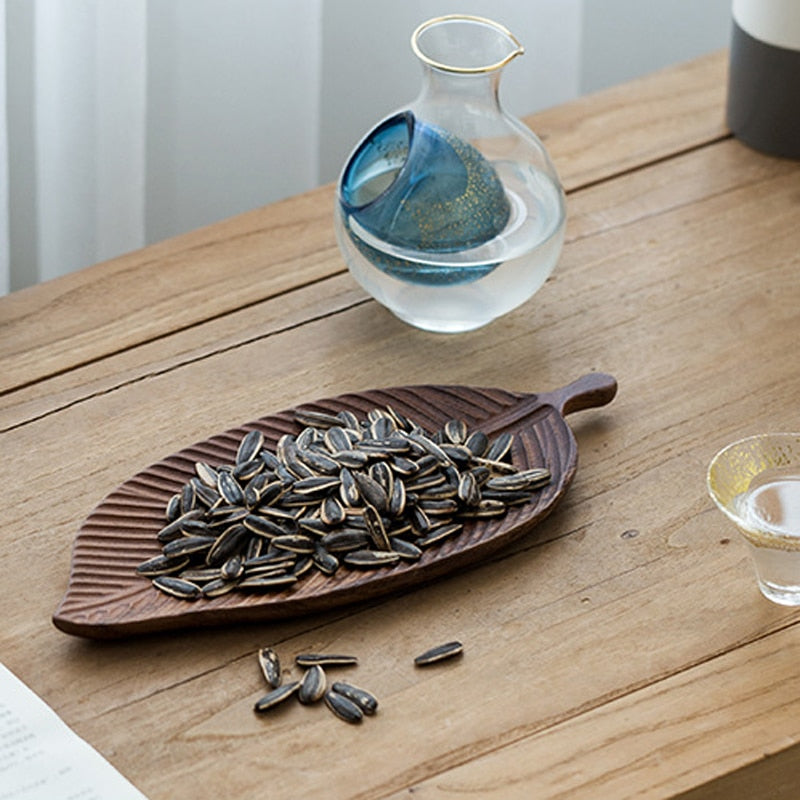 Wooden Leaf Serving Tray: Multipurpose Storage Organizer for Desserts, Photography Accessories, Home Décor, and Small Items