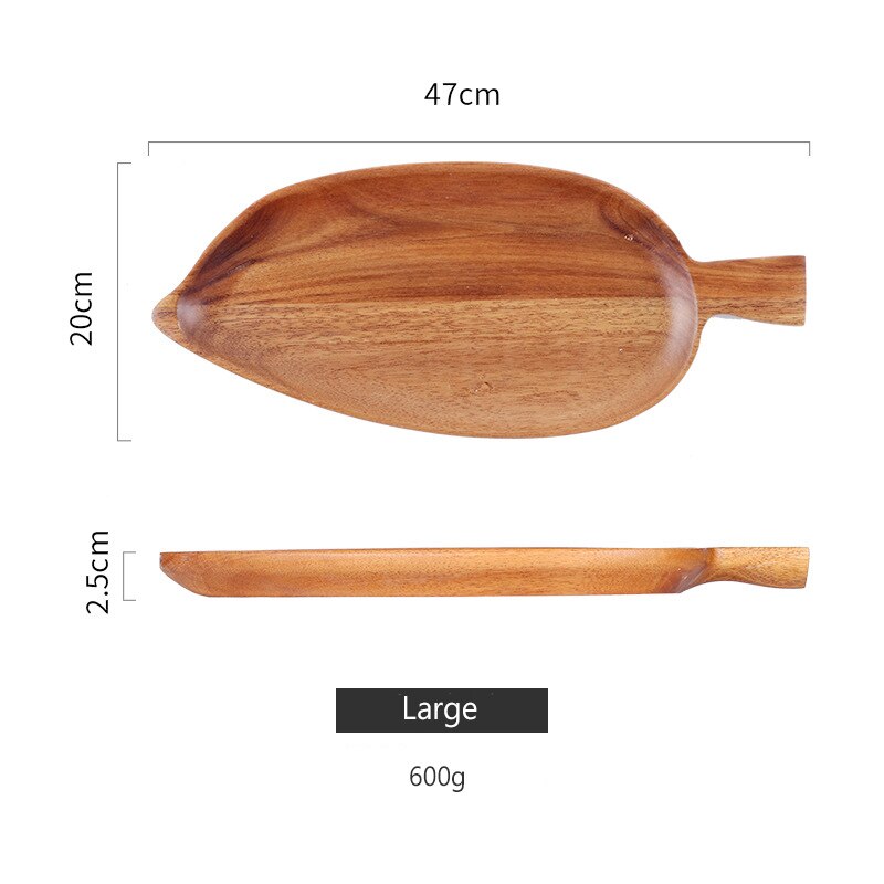 Acacia Wood Leaf Shape Plate; Perfect for Desserts, Bread, Nuts, Snacks, and Cakes | Wooden Tray for Kitchen Utensils