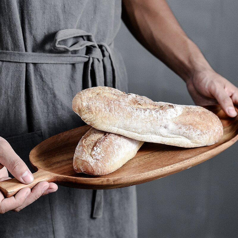 Acacia Wood Leaf Shape Plate; Perfect for Desserts, Bread, Nuts, Snacks, and Cakes | Wooden Tray for Kitchen Utensils