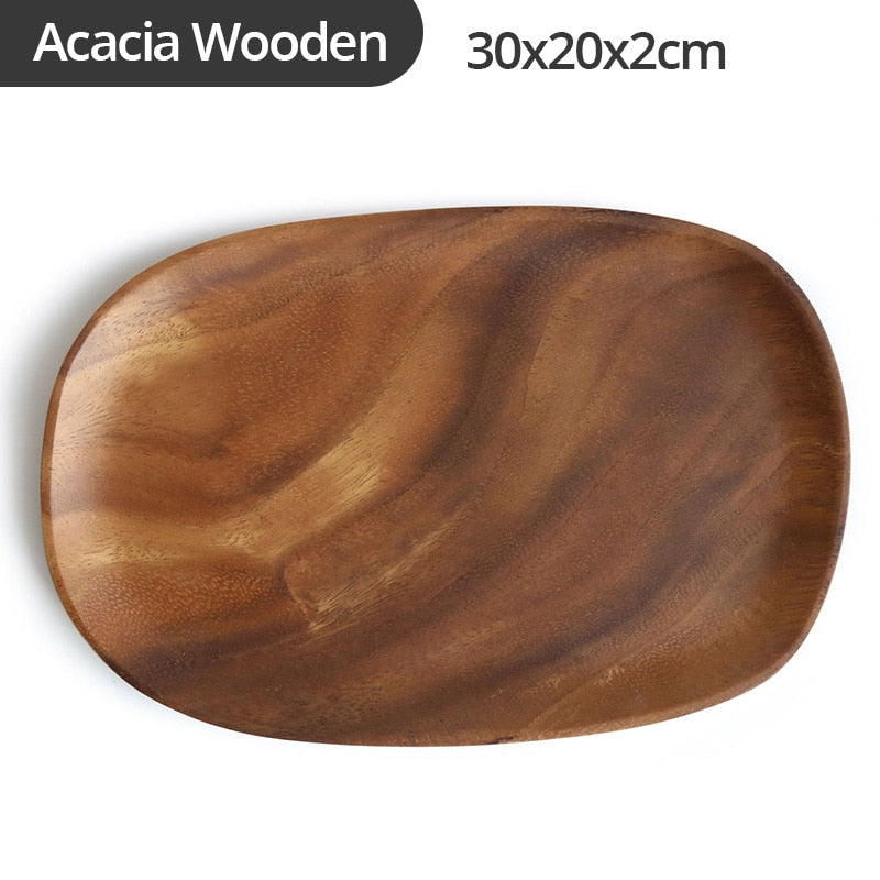 Solid Acacia Wood Vintage Butler Tray for Kitchen Storage and Serving