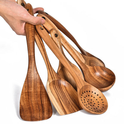 Thailand Teak Wood Kitchen Spoon with Long Handle, Rice Colander, and Soup Skimmer - Versatile Cooking Scoop Tool for Soups, Stews, and More