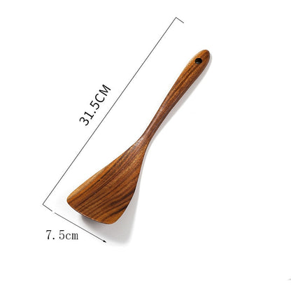 Thailand Teak Wood Kitchen Spoon with Long Handle, Rice Colander, and Soup Skimmer - Versatile Cooking Scoop Tool for Soups, Stews, and More