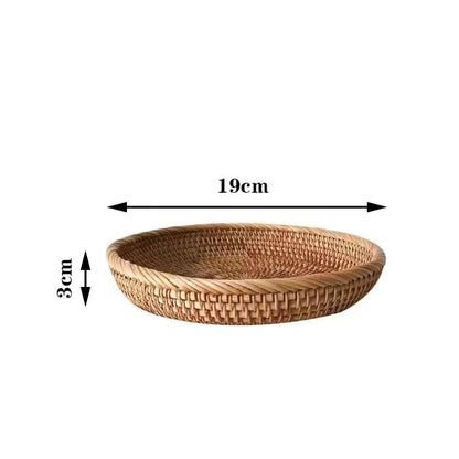 Handmade Rattan Fruit and Snack Basket: Multipurpose Tray for Bread, Snacks, and Sundries Storage in the Living Room or Kitchen