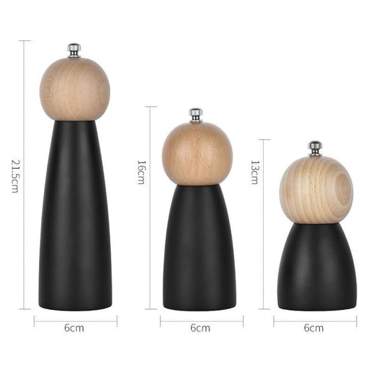 Wooden Salt and Pepper Mill with Ceramic Grinder for Kitchen Household - Multi-Purpose Manual Pepper Grinder and Cruet Kitchen Tool