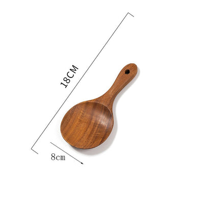 Thailand Teak Wood Kitchen Spoon with Long Handle, Rice Colander, and Soup Skimmer - Versatile Cooking Scoop Tool for Soups, Stews, and More