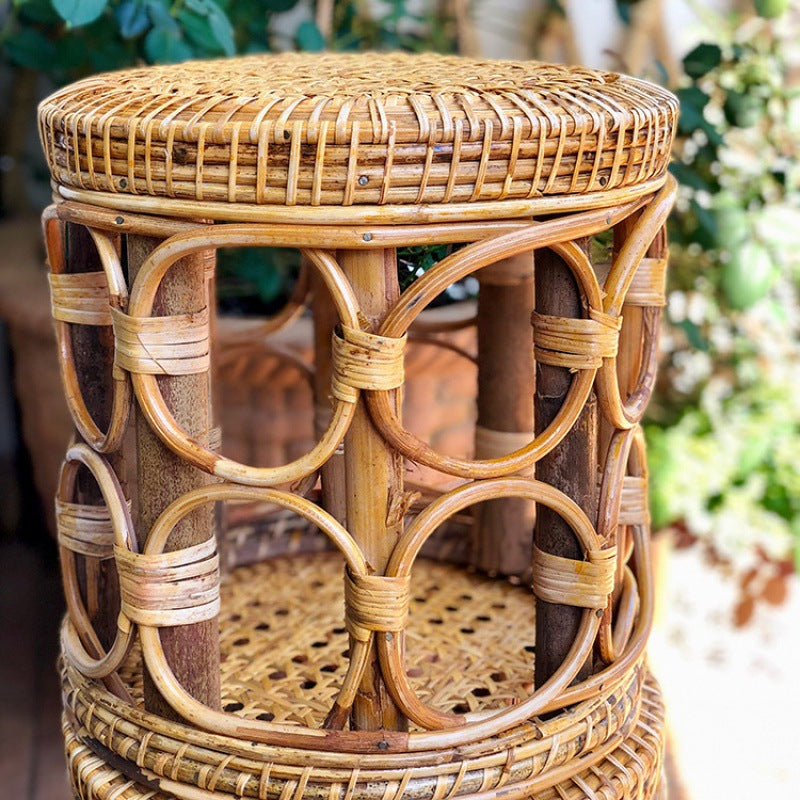 Household Bamboo Stool Retro Flower Stand