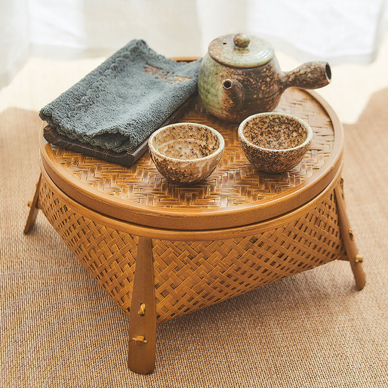 Craft Tea Tray Vintage Bamboo Storage Basket