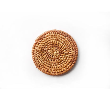 Handmade Round Rattan Coasters for Your Tabletop