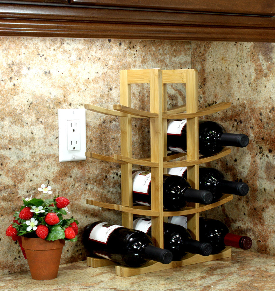 Oceanstar 12-Bottle Natural Bamboo Wine Rack