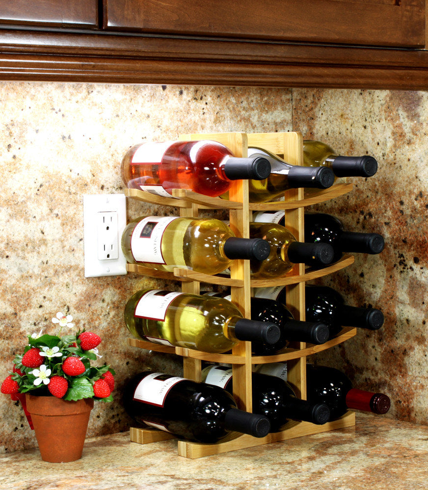 Oceanstar 12-Bottle Natural Bamboo Wine Rack