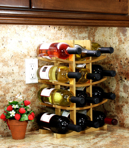 Oceanstar 12-Bottle Natural Bamboo Wine Rack