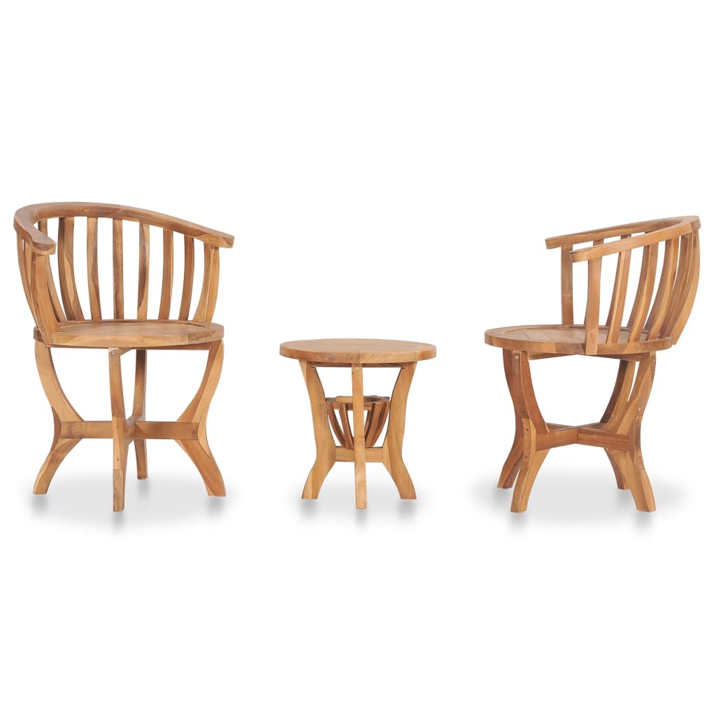 3 Piece Garden Bistro Set Solid Teak Wood