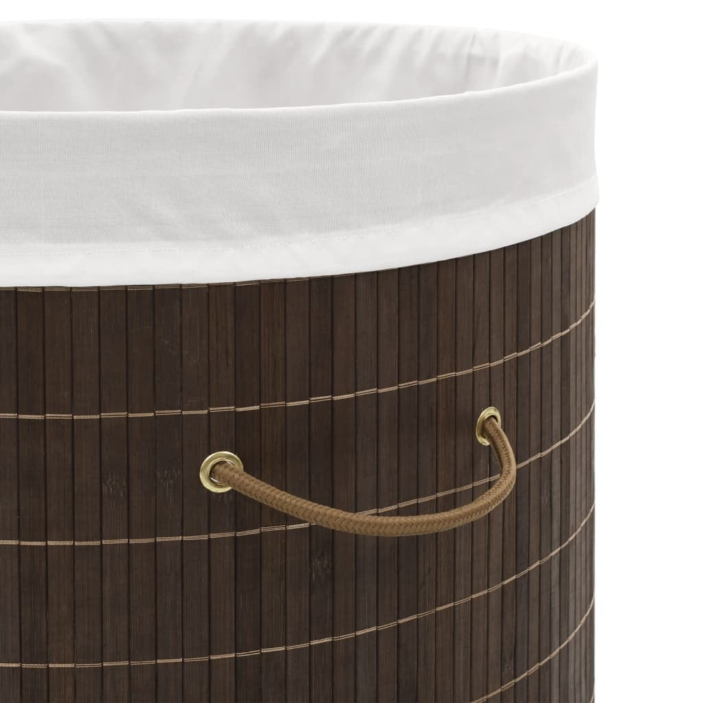 Bamboo Laundry Bin Oval Dark Brown