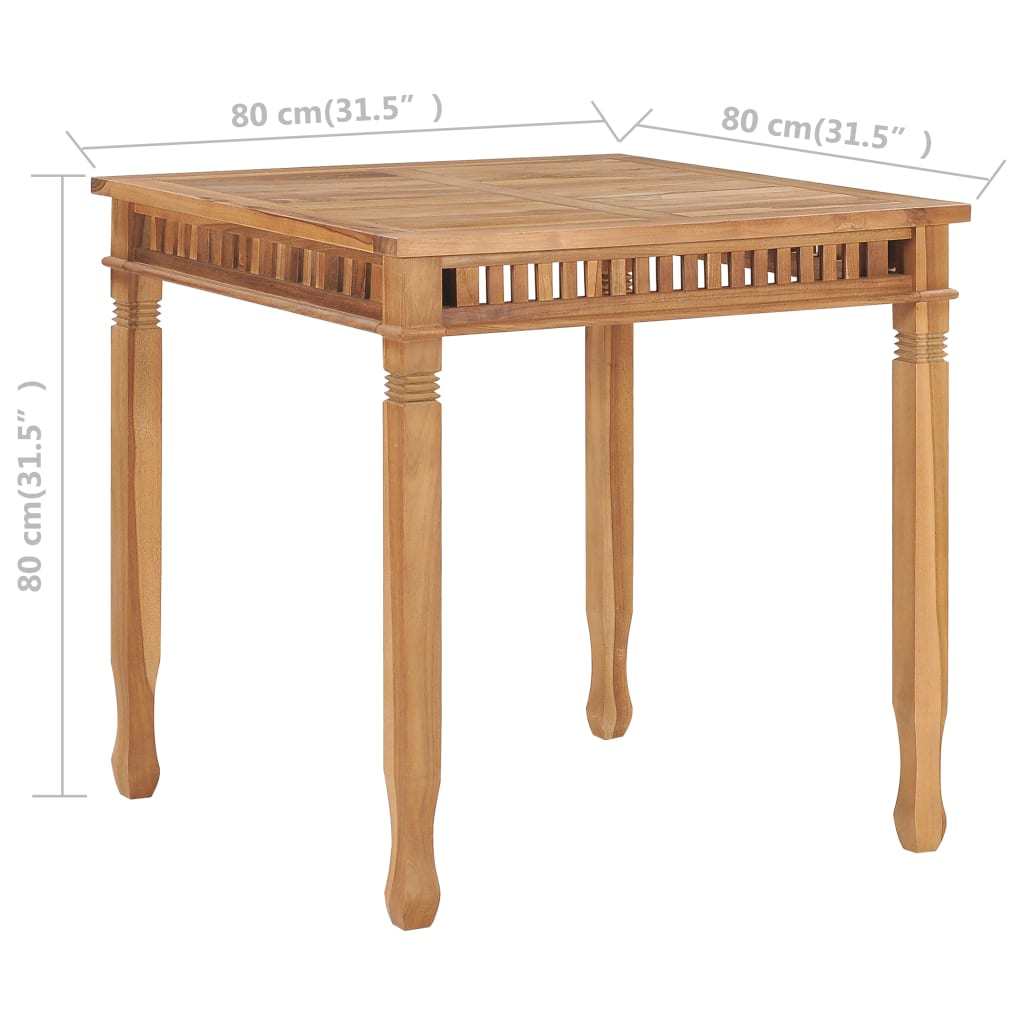 Garden Dining Table 31.5" x 31.5" x 31.5", Solid Teak Wood