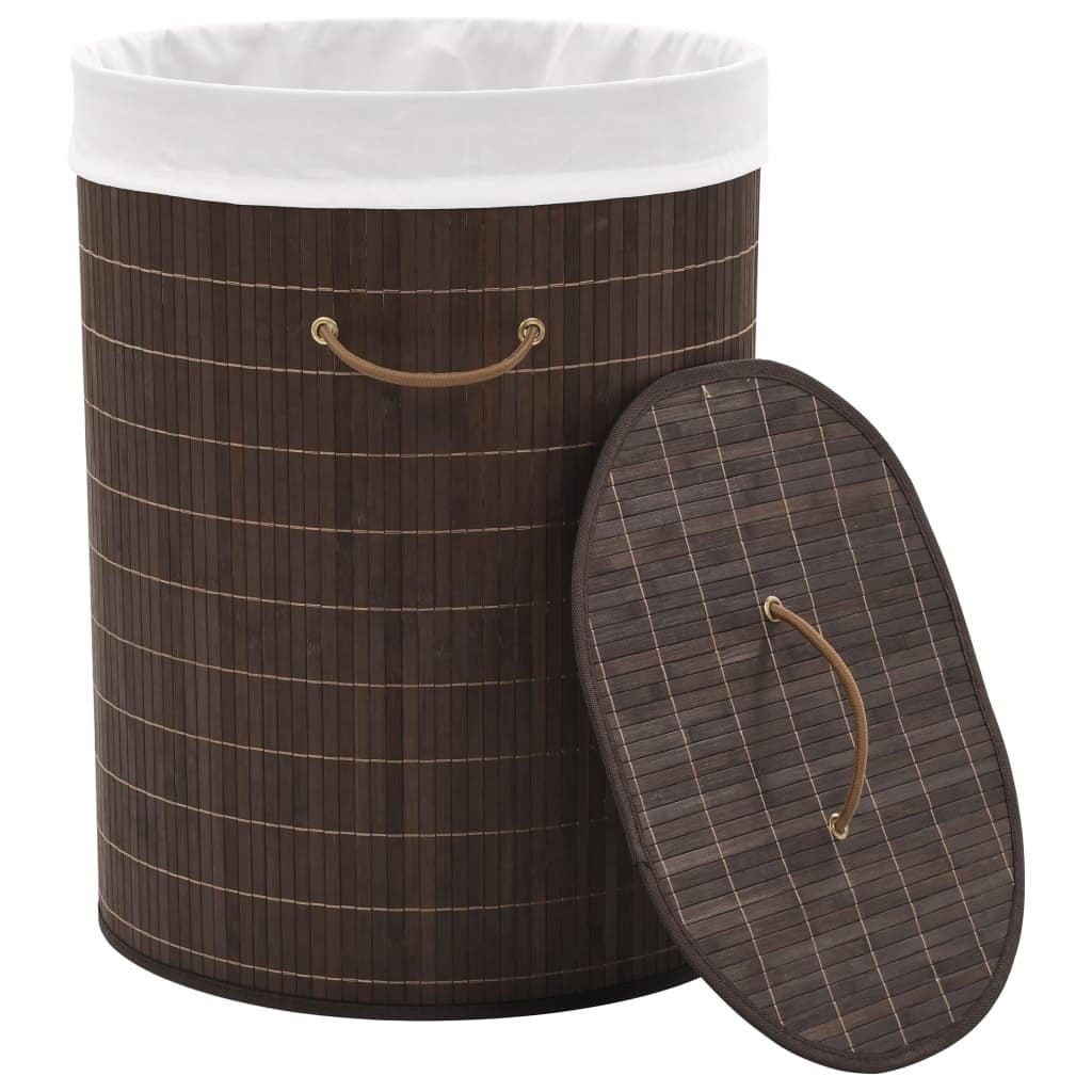 Bamboo Laundry Bin Oval Dark Brown