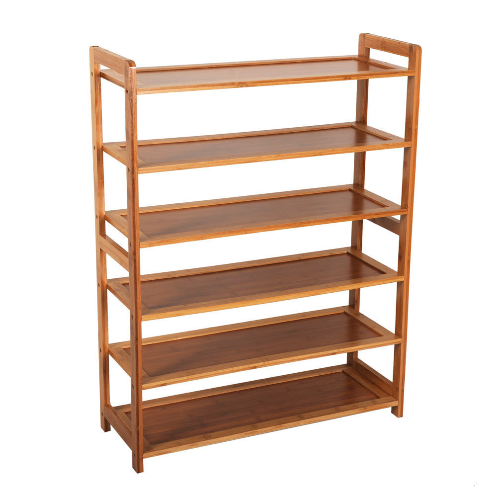 6 Tier Wood Bamboo Shelf Entryway Storage Shoe Rack Home Furniture