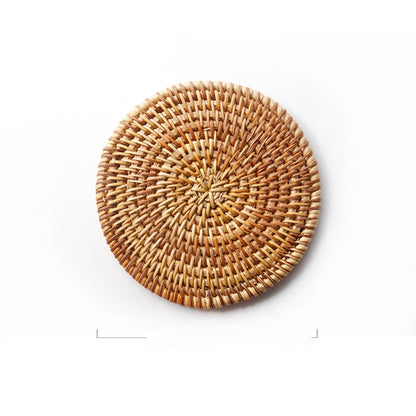 Handmade Round Rattan Coasters for Your Tabletop