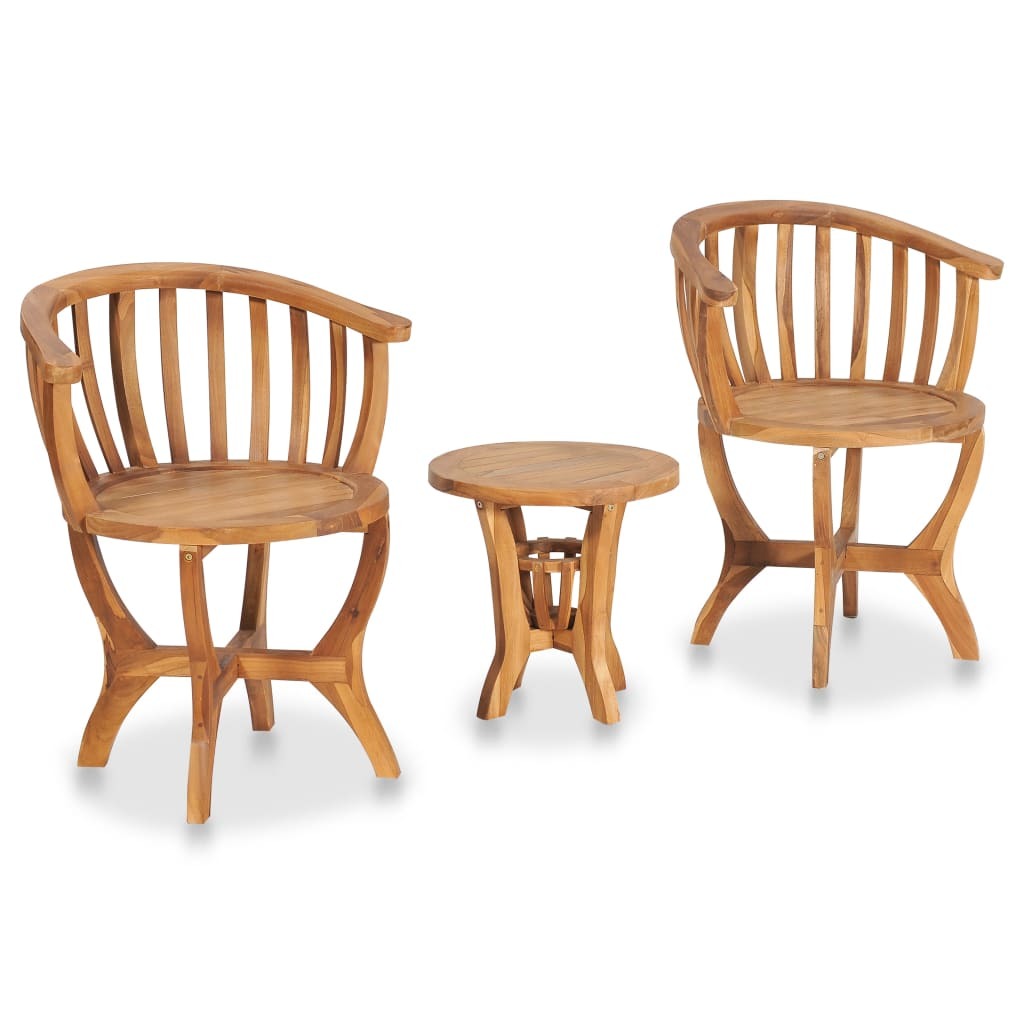 3 Piece Garden Bistro Set Solid Teak Wood